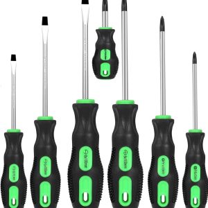7-Piece Magnetic Screwdrivers Set, 4 Phillips and 3 Flat, Professional Cushion Grip Screwdriver Set