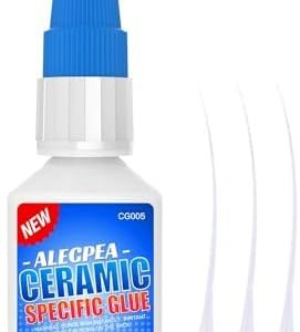 ALECPEA 20g Ceramic Glue - High-Strength Adhesive for Porcelain & Pottery Repair - Waterproof & Heat-Resistant Bond for Dishes, Tiles, Vases & Statues - Quick 15s Set with 3 Precision Tips