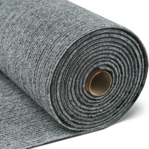 FunStick 24"x160" Large Carpet Squares Carpet Tiles with Padding Attached for Bedroom Living Room Dark Grey Non Slip Indoor Outdoor Carpet Tiles Roll Peel and Stick Floor Tile for Kitchen Rugs Stairs