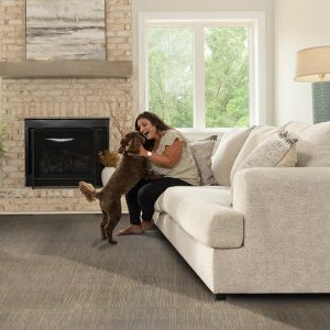 GL Carpet Tiles Reusable 24" x 24" Squares Indoor/Outdoor 0.25" Pile Height Loop Pile, Non Slip Easy DIY Installation Peel and Stick Carpet Tile, (18 Tiles) (72 sqft/Box) (Kahki)