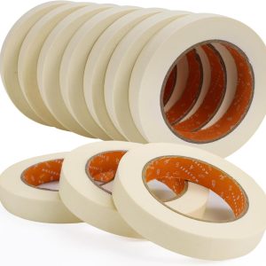 Masking Tape Bulk 10 Packs 0.75 Inch - Masking Tapes Artist Drafting Tapes White Beige, General Purpose for Craft, Art, Office, School, 3/4 Inch x 55 Yards x 10 Rolls
