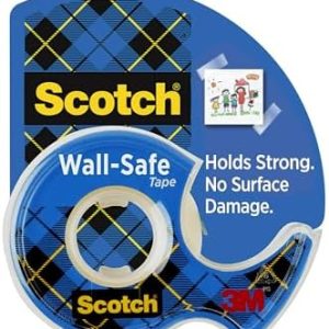 Scotch Wall-Safe Tape, 1 Dispenser Roll, Removable Wall Safe Tape, for Hanging Photos, Art, Décor, 3/4 in x 650 in