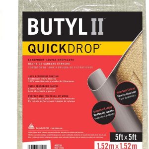 Trimaco Butyl II Two Layer Poly-Back Canvas Drop Cloth, 5-feet x 5-feet